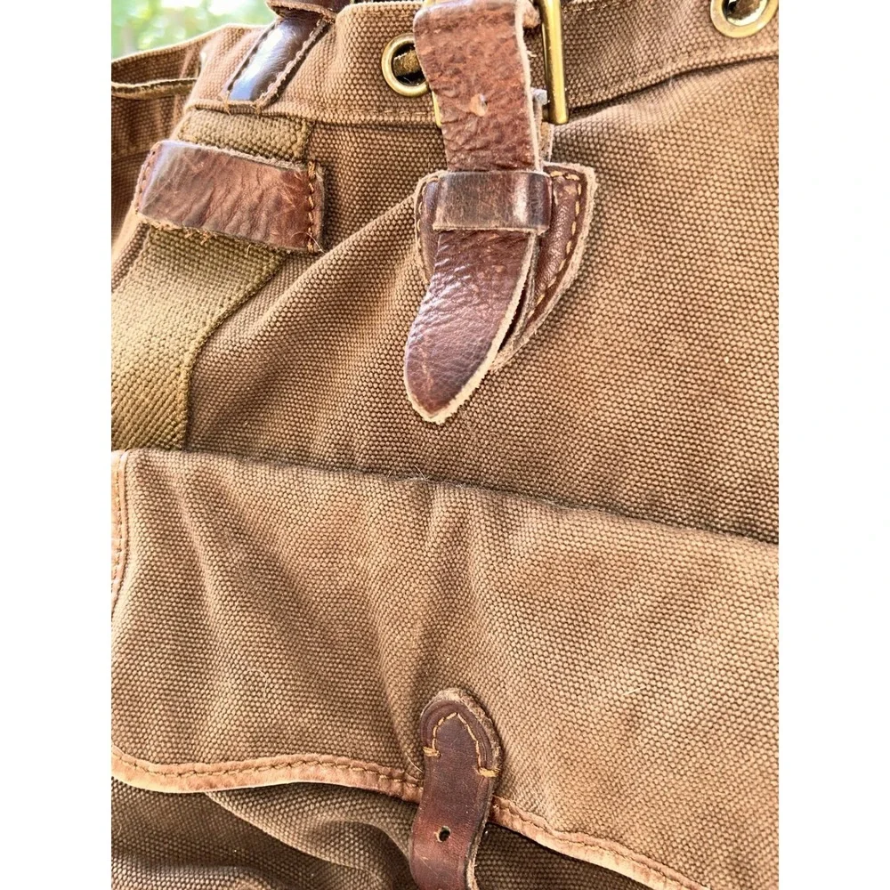 RARE 90's Polo Ralph Lauren military-style canvas leather rucksack commuter bag